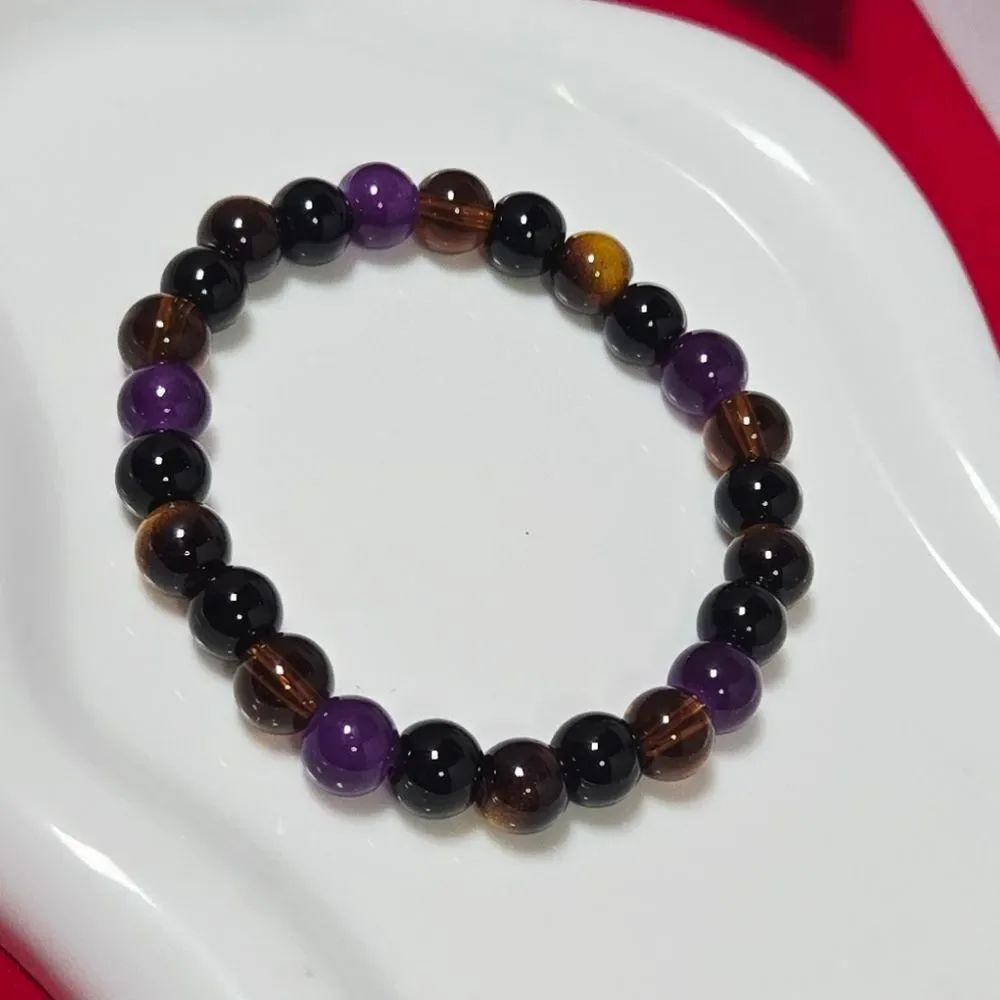 Natural Stone Protection Bracelet Amethyst Obsidian Tiger’s Eye Quartz